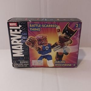 Marvel Mini Mates 2 Pack Battle-Scarred Thing and Gaijin Wolverine II